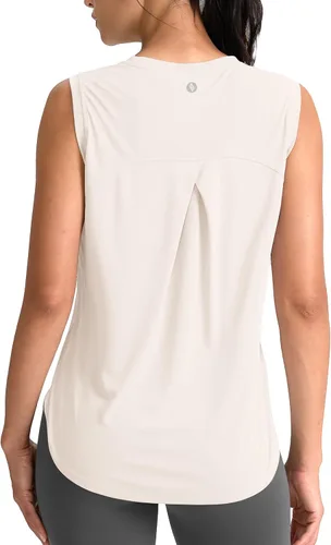 Vista 26 de SANTINY Camiseta sin mangas de entrenamiento para mujer, camiseta atlética Negro