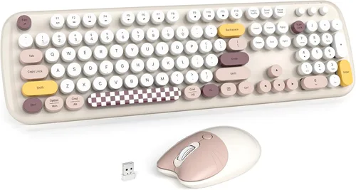 Vista 11 de MOWUX - Combo de teclado y mouse inalámbricos para Windows, teclado inalámbrico externo de tamaño completo 2.4G, mouse compacto, 8 teclas multimedia