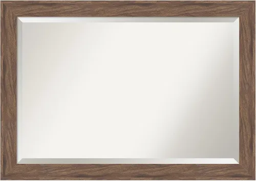 Vista 14 de Amanti Art Espejo de baño marrón para sobre lavabo, espejo rectangular de 24x20 Caleb Brown para tocador, marco rústico pequeño de estilo campestre