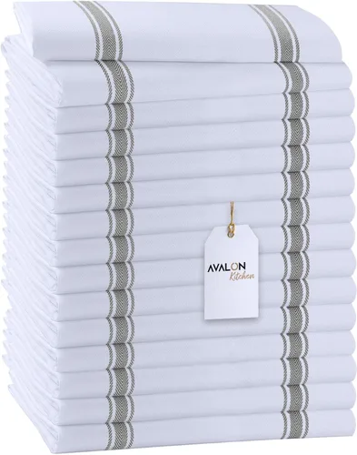 Vista 15 de Paquete de 30 paños de cocina de 100 % algodón con rayas azules, paños de cocina de 15 x 25 pulgadas, paños de cocina para lavar platos, trapos
