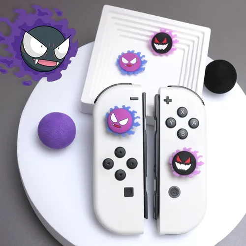 Vista 2 de NANANINO Lindas tapas de silicona para Halloween Joycon para pulgar, cubierta de joystick compatible con SwitchOLEDSwitch Lite, 4 unidades, fantasma