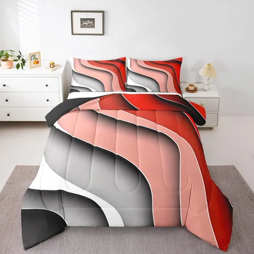 Vista 9 de Erosebridal Juego de ropa de cama abstracta con diseño de olas marinas tamaño Queen, juego de edredón y juegos de ropa de cama con temática de playa
