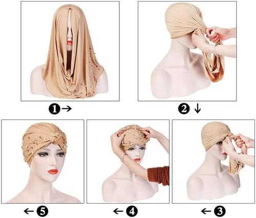 Vista 3 de Envoltura para el cabello plisada con turbante