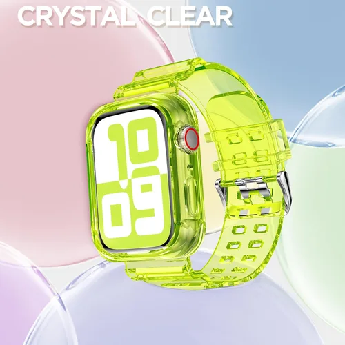 Vista 179 de DABAOZA - Correa transparente compatible con Apple Watch con estuche protector, correa deportiva de TPU con brillo para mujeres y hombres