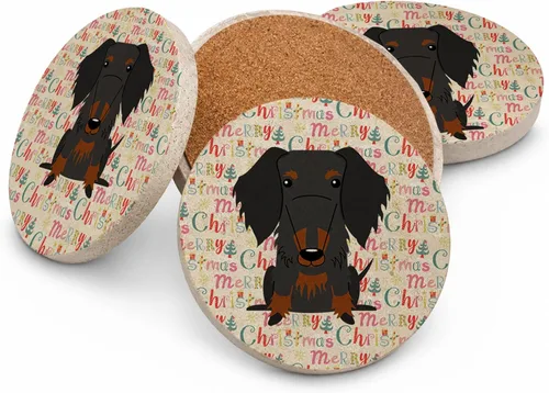 Vista 160 de Abyssinian Sand Terrier Merry Christmas - Posavasos grandes de piedra arenisca (4 unidades)