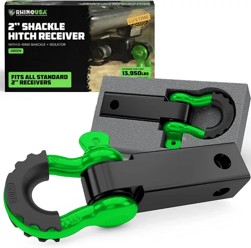 Vista 11 de Rhino USA Receptor de enganche de grillete (se adapta a receptores de 2 pulgadas). Los mejores accesorios de remolque para camiones, Jeep, Toyota