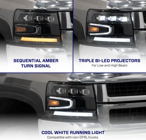 Vista 3 de Form Lighting Faros Delanteros Proyectores LED Secuenciales compatibles con Chevrolet Silverado 2007-2013 (par)