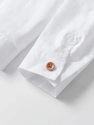 Vista 34 de Conjunto de pantalones para bebé, camisa de manga larga + pantalones + corbatín + tirantes, trajes de caballero para niños pequeños