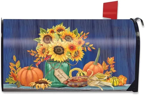 Vista 6 de Briarwood Lane Funda para buzón de otoño con ramo de otoño, tamaño estándar