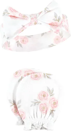 Vista 162 de Hudson Baby Conjunto de diadema de algodón y manoplas para rascar para bebé
