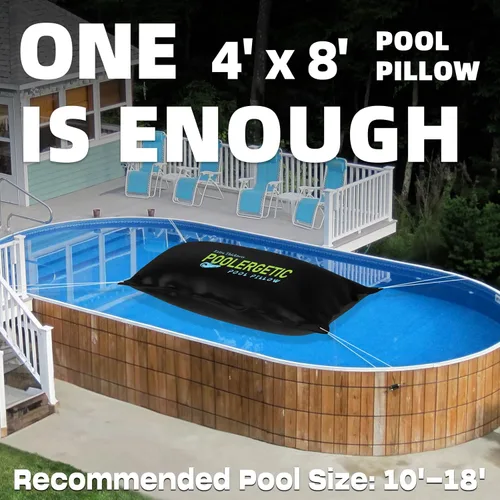 Vista 2 de Almohada de piscina de 4 x 8 pies para piscinas sobre el suelo, almohada grande de invierno para cierre de invierno, funda de piscina resistente
