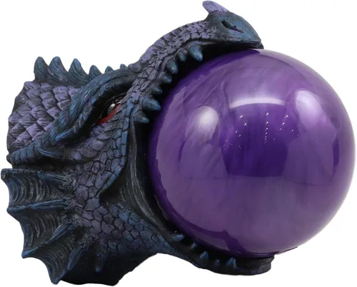 Vista 2 de Ebros - Figura gigante de dragón de fuego de Bahamut con arena morada, decoración del hogar, estatua medieval renacentista de fantasía, Calabozos