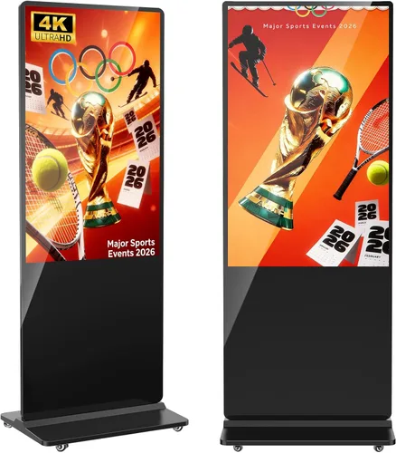 Vista 21 de Pantalla LCD IPS de 32 pulgadas para señalización digital interior, quioscos digitales de pie interactivos con WiFi, entrada HDMI/USB, reproductor