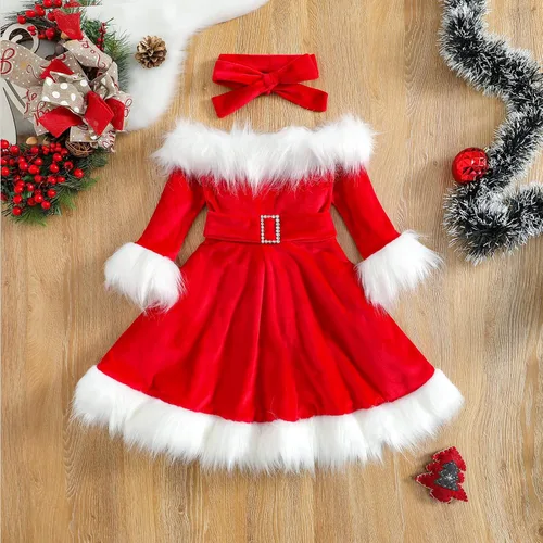 Vista 2 de Yingyingni Vestidos de disfraz de Papá Noel para niñas pequeñas, vestido de cosplay de Navidad