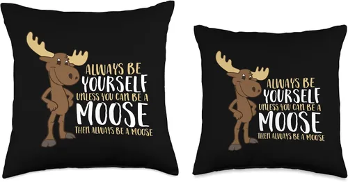 Vista 3 de Cute Moose Gifts And Tees Always Be Yourself a menos que puedas ser un alce almohada de 15.7 x 15.7 in, multicolor
