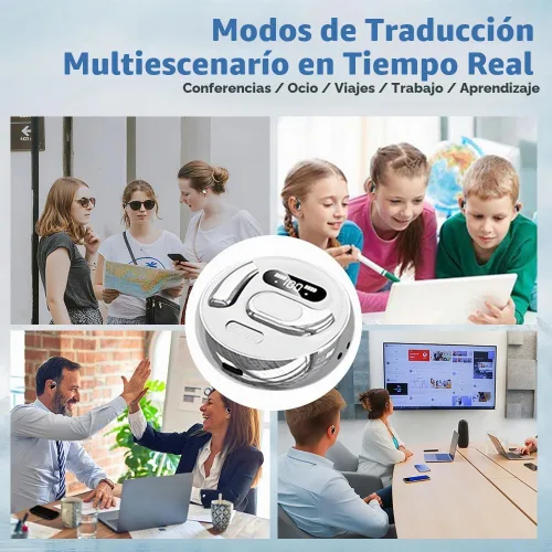 Vista 3 de Auriculares de traducción AI en tiempo real, 144 idiomas 3 en 1, auriculares inalámbricos Bluetooth para iOS y Android, para Blanco
