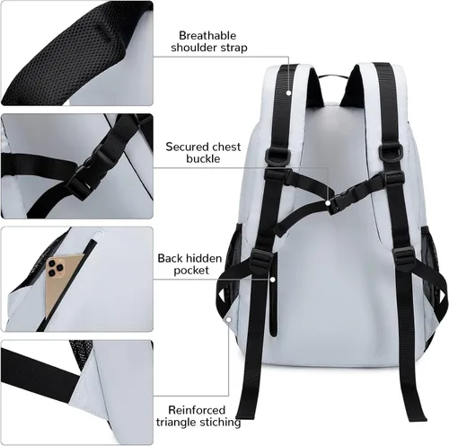 Vista 5 de Lohol - Mochila casual para hombres y mujeres, elegante mochila con compartimento para portátil de 15 pulgadas para la escuela, el trabajo