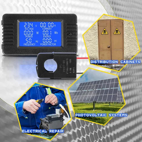 Vista 6 de Weewooday Medidor de panel de energía de energía de amperaje de corriente alterna 80-260v 100a pantalla digital LCD amperímetro voltímetro