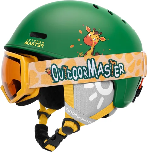 Vista 10 de OutdoorMaster - Juego de casco y gafas de esquí para niños, casco de snowboard, carcasa de PC duradera y espuma EPS, casco de nieve con 12 Blanco