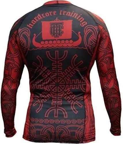 Vista 3 de Hardcore Training Camiseta de compresión para hombre, manga larga, Jiu Jitsu, MMA No-Gi, BJJ apretada, capa base de combate
