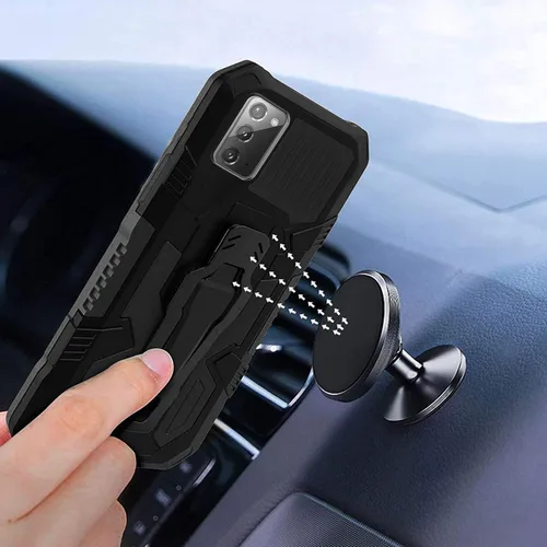 Vista 3 de Funda compatible con Samsung Galaxy Note 20 5G, con protector de pantalla de vidrio templado y clip para cinturón, cuerpo completo, resistente, a
