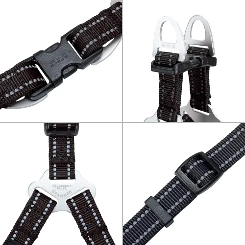 Vista 2 de EXCELLENT ELITE SPANKER Arnés sin tirones ajustable de nailon fácil de poner, correa para el pecho con reflectante y anillo de correa para perros
