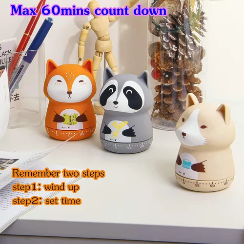 Vista 7 de Temporizador mecánico de cocina, lindo temporizador de animales para niños, temporizador manual de cuenta regresiva de 60 minutos para aula, hogar