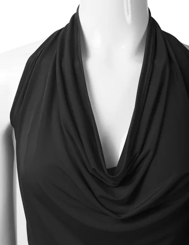 Vista 4 de EIMIN Camiseta sin mangas casual con cuello halter drapeado frontal sexy sin espalda (S-3XL), ett006_rojo