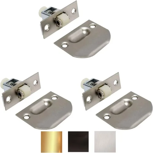 Vista 3 de Litepak Pestillo de rodillo ajustable para muebles, armario, puerta con placa de golpeo y tornillos (paquete de 1, bronce aceitado)