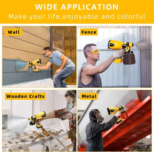 Vista 6 de Pulverizador de pintura inalámbrico sin aire para batería Dewalt de 20 V MAX (solo herramienta) HVLP con motor sin escobillas de 800 W, 4 boquillas