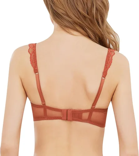 Vista 4 de Brasier de encaje para mujer, con aros, sin relleno, copa suave, cómodo, para uso diario
