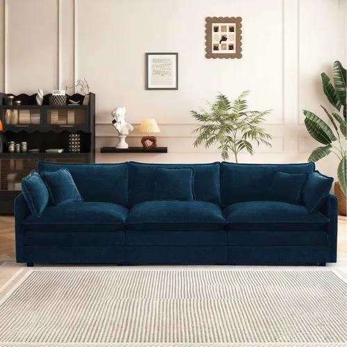 Vista 67 de Sofá seccional modular convertible de 76.7", sofás de dos plazas de chenilla con asiento profundo y cojines tipo loveseat para sala de estar, Beige