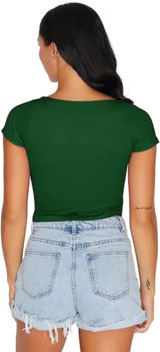 Vista 163 de Lojobands Camiseta corta ajustada para mujer, hecha en Estados Unidos, talla única