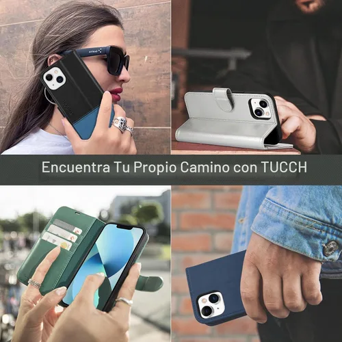 Vista 9 de TUCCH Funda Tipo Billetera para iPhone 13 (6.1") 2021, con Bloqueo RFID, con Soporte para 3 Tarjetas, de Piel Sintética, Tipo Folio