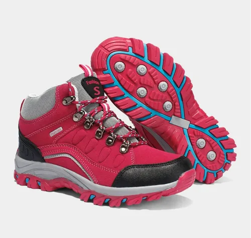 Vista 4 de Eribby Botas de senderismo para mujer, impermeables, antideslizantes, para escalada, senderismo, al aire libre
