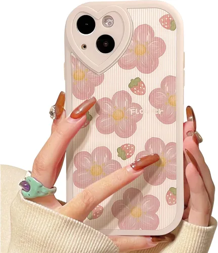 Vista 38 de Lovmooful Funda para iPhone 13 con diseño de oso lindo floral con lente de flor (Bear Flower)