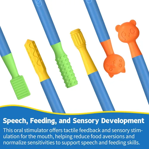 Vista 8 de Kit de estimulación sensorial oral con 6 cabezales texturizados suaves para terapia del habla y apoyo de alimentación, fuerza muscular y mejora