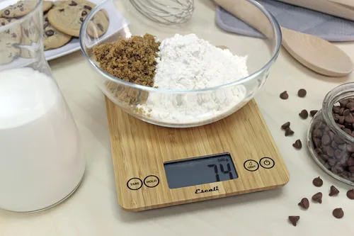 Vista 5 de Escali Arti balanza digital hasta 15 libras/7 kilogramos, Bambú natural