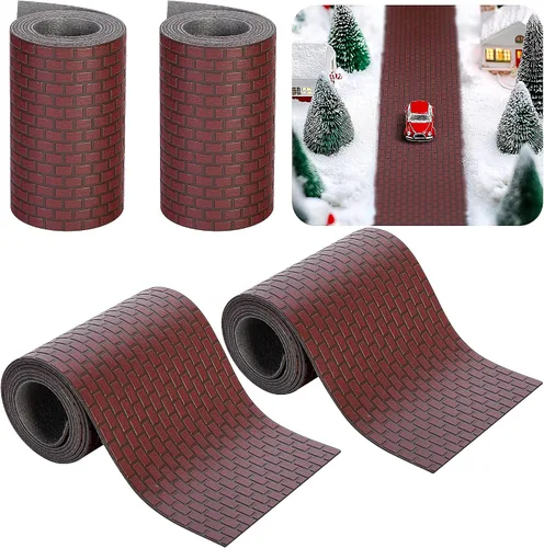 Vista 9 de 4 piezas de camino adoquinado de aldea de Navidad, accesorios de pueblos