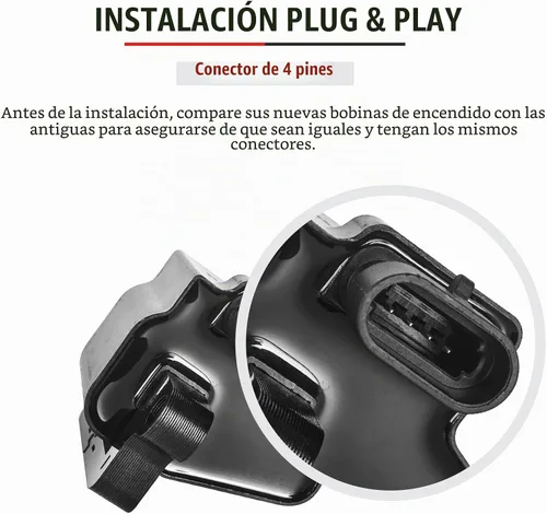 Vista 4 de Paquete de Bobina de Encendido Cuadrada Compatible con V8 4.8 5.3 6.0 2001 2002 2003 2004 2005 2006 Chevy Silverado 1500 2500 HD Suburban Avalanche