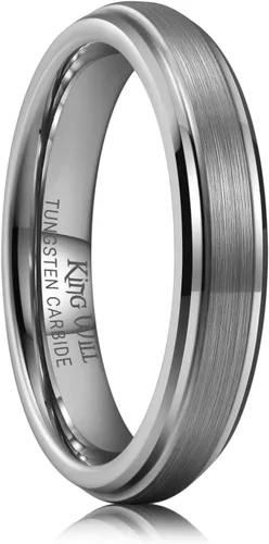 Vista 34 de King Will Anillo de Boda Clásico de Tungsteno para Hombre, Anillos de 6/7/8/9/10mm de Ancho, Acabado Pulido, Borde de Escalón Mate, Ajuste Cómodo