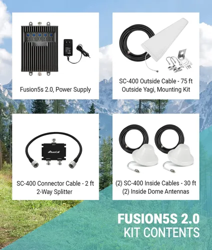 Vista 5 de Surecall Fusion5s 2G, 3G y 4G LTE Home Booster de señal celular con Yagi y 2 domos SC-PolysH/O-72-YD2-KIT