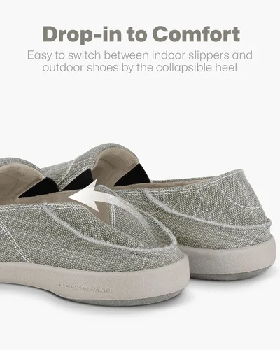 Vista 3 de Zapatos sin cordones para hombre, mocasines de lona con soporte para el arco, tenis ortopédicos casuales para fascitis plantar, zapatos para caminar