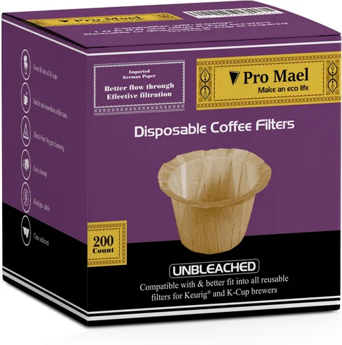Vista 14 de Pro Mael Filtros desechables de taza K, papel de filtro de café para cafeteras Keurig de una sola porción 1.0 y 2.0, uso con cápsulas K Cup Natural