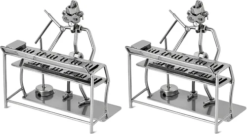 Vista 6 de Broadway - Figura de cantante con teclado de regalo, figura de metal para piano Estatua de metal plateado de 6 pulgadas para músico - Decoración