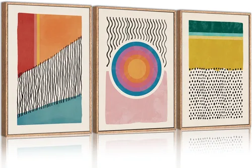 Vista 49 de HPINUB - Lienzo decorativo abstracto moderno para pared, juego de 3 impresiones artísticas enmarcadas, pintura de pared grande en blanco y negro, 16