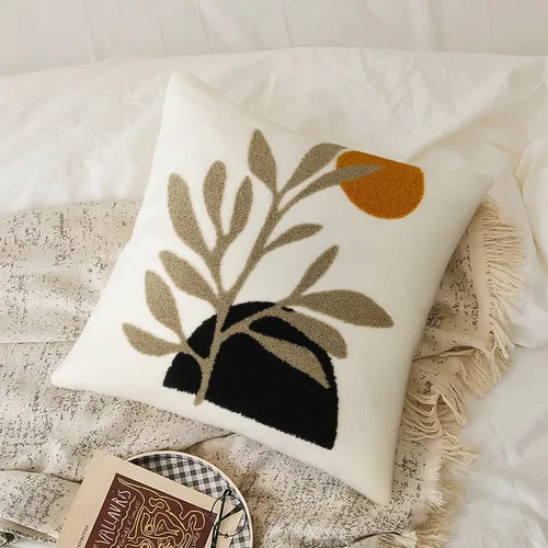Vista 6 de Merrycolor Fundas de almohada decorativas bohemias para cama, modernas de mediados de siglo, fundas de almohada verde hoja, funda de almohada