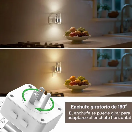 Vista 6 de L LOHAS LED Luces nocturnas que se enchufan a la pared, luz nocturna regulable con sensor de atardecer a amanecer, luz blanca suave/blanco