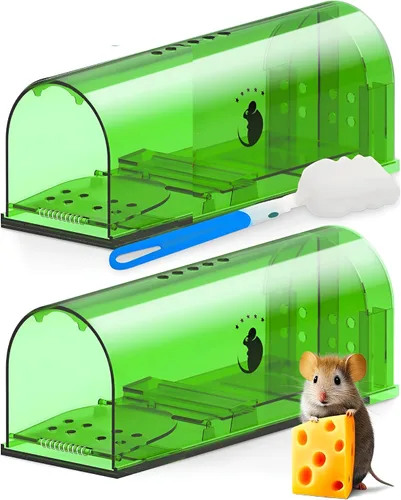 Vista 11 de Trampa humana para ratones para interiores y exteriores, paquete de 2 unidades, atrapa ratones y ratones, trampa pequeña para el hogar, trampa