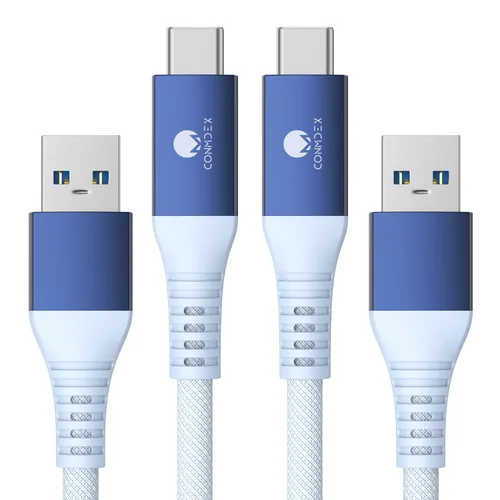 Vista 18 de CONMDEX - Cable USB C de 30 cm, [2 unidades], USB 3.1 Gen 2, transferencia de datos de 10 Gbps, cable trenzado tipo C, carga rápida USB a USB C